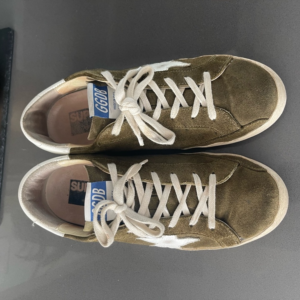 Golden Goose Green Suede Sneakers with White Accent GGDB - Picture 3 of 5